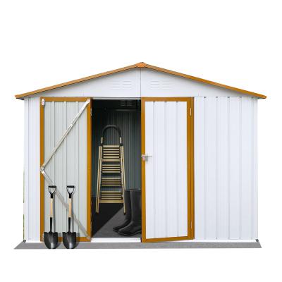 China Easy Install Universal 8*6 Outdoor White-Yellow For Any Environment Bike Storage Shed Metal Shed for sale