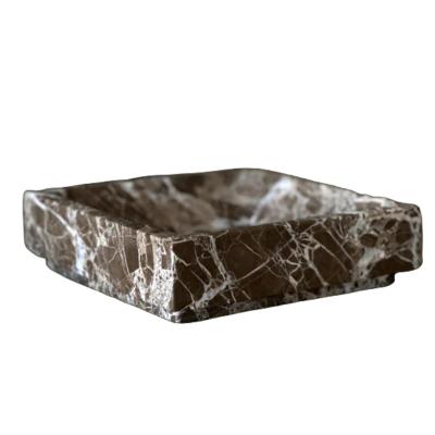 China Sustainable stonekocc Brand Nordic Cosmetics Creative Storage Square Tray Marble Retro Wash Basin Bathroom Storage tray for sale