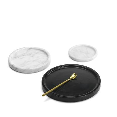 China Sustainable stonekocc Brand Marble Tray Round Cosmetics Jewelry Storage Tray Hotel Model Room Cake Storage Tray Decorative Items for sale