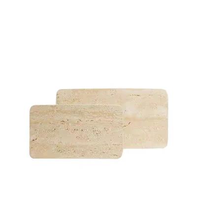 China Sustainable stonekocc Brand Minimalist Vintage Natural Marble Beige Yellow Travertine Marble Tray Rectangle Storage Pallet Home Accessories for sale