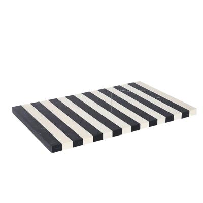 China Sustainable stonekocc Nordic Luxury Black And White Zebra Striped Marble Tray Ornaments Desktop Storage Tray Home Decoration Ornaments for sale