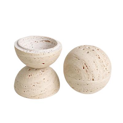 China None Stonekocc Brand Travertine Incense Holder Marble Incense Burner Home Hotel Decoration Religious Round Ornament for sale