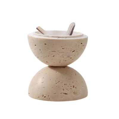 China None Stonekocc Brand Travertine Incense Holder Marble Incense Burner Home Hotel Decoration Religious Round Ornament for sale