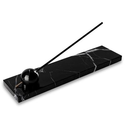 China Sustainable stonekocc Brand  Incense Holder Black Marble Tray Incense Burner Modern Minimalist Home Deco And Desk Incense Stick Holder for sale