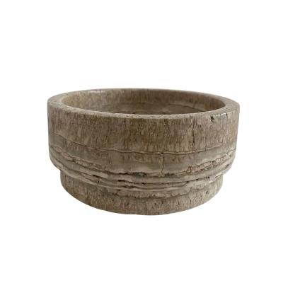 China Wabi-sabi stonekocc Brand Natural Travertine Marble Customized Wabi Sabi Sample Room Decoration Coffee Table Restaurant Table Storage for sale