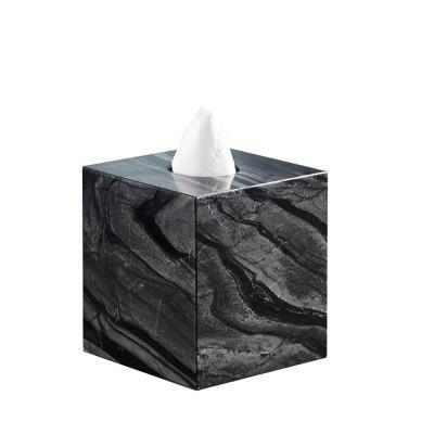 China American Style stonekocc American style Square Yellow Marble Jade Onyx Tissue Box Natural Stone Yellow Travertine Storage Organization Case for sale