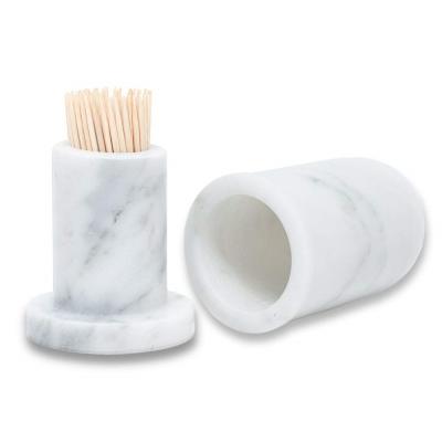 China Stocked stonekocc Brand Marble Toothpick Dispenser With Lid Ceramic Cocktail Stick Box Family Living Room Cotton Swab Storage Tank for sale