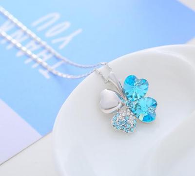 China Crystals Fish Four Sweet Leaf Pendant - High End Jewelry Crystal Alloy Necklace Pendant Long Necklace PN8270 for sale