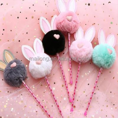 China Cute Rabbit Ears Fluffy Neutral 0.5 Black Felt Pens PN4202 for sale