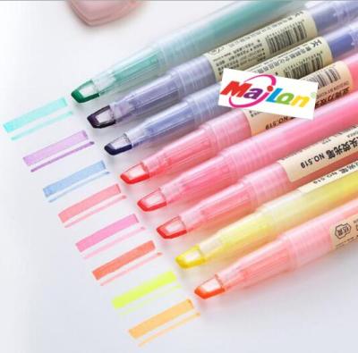 China Environmental Acrylic Double Fluorescent Pen Highlighter Bar Marker Pens Writing Tool PN3760 for sale