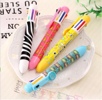 China Cute 8 Colors Fill Ink Ballpoint Pen Press Color Multifunctional Visual Multicolor Pen Beautiful for sale