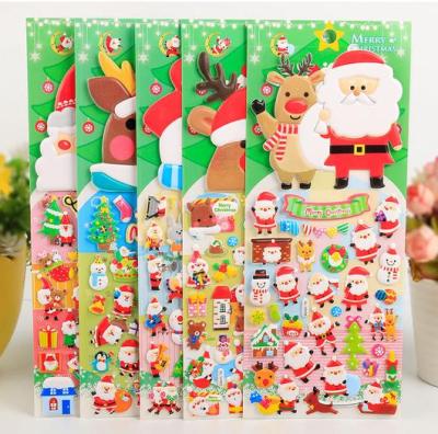 China Lovely Big 3 D Cartoon Santa Foam Decorative Stickers Christmas Scene Stickers pn7172 Pn7172 for sale