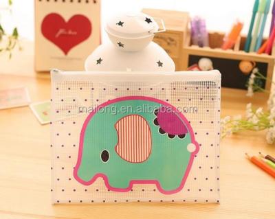 China High Quality Cute Elephant Grid Cartoon Transparent Envelope in PVC Pencil Case PN6515 for sale