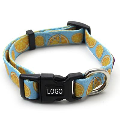 China China Wholesale Custom DETACHED Pattern Polyester Collares Para Perros Guangzhou Soft Dog Collar With PVC Logo for sale