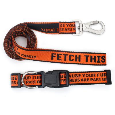 China Customized DETACHED Pet Products Print Dog Collar Leash With Metal Tag Dog Collar Leash for sale