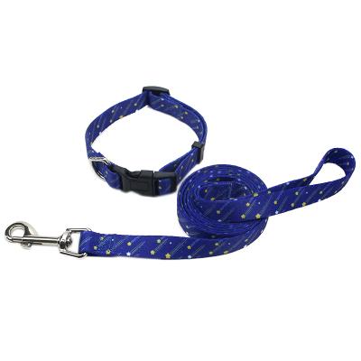 China Wholesale DETACHED Adjustable Luxury Pattern Cloth Strap Durable Dog Trainer Customized Dog Trainer Collars And Leash for sale