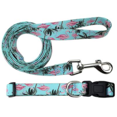 China Wholesale DETACHED Customized All Size Dog Pattern Luxury Dog Cloth Webbing Leash Durable Dog Collar for sale