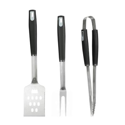 China Easily Cleaned 3 Pieces Plastic Fork Tool BBQ Handle And Spatula Tongs Set for sale