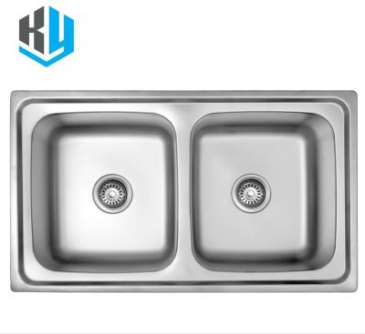 China Without Faucet Sink Undermount Bowl Large Modern Handmade 304 Double Basin Pull Down Kitchen Stainless Steel Kitchen Sink for sale