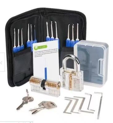 China 24pcs Opening Lock Pick Set With Transparent Practice Padlock Locksmith Tool Kit YC-LS004 for sale