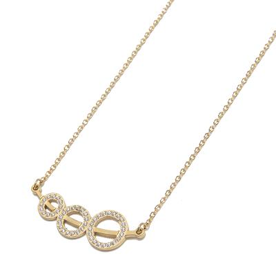 China New Arrival Cute Gold Plated Circle Stainless Steel Zircon Pendant Necklace For Girl's Gift for sale