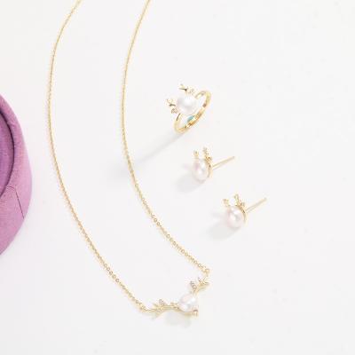 China Eco-Friendly Luxury Exquisite Deer Zirconia Accessories Bead Necklace Jewelry Set 14k Gold For Women For Women for sale