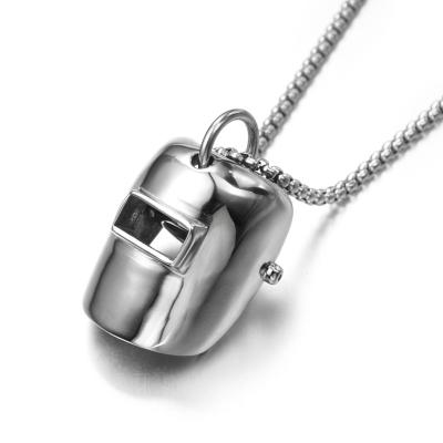 China 2021 New Arrival Titanium Pendant Necklace Hiphop Fashion Personalized Helmet Non-fading Necklace For Men for sale