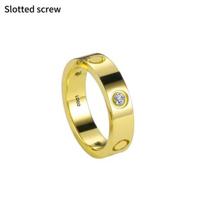 China Other Brand High Quality Luxury Jewelry For Couples Women Men's Classic Stainless Steel Titanium Diamond Screw Love Ring for sale