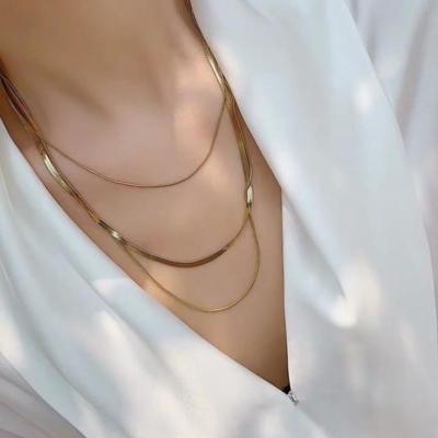 China 2021 Lead Free Nickel Free High End Finish Stainless Steel Chain Necklace Layered Necklace Gold Finish Chain Necklace for sale