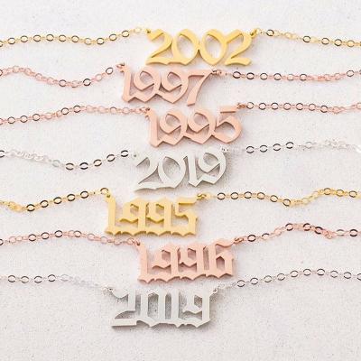 China FASHIONABLE Personalized DIY Jewelry Christmas Gifts Stainless Steel Name Date Necklace For Couples for sale