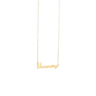 China Other Gold Color Chain Pendant High Quality Stainless Steel Nameplate Necklace Custom Jewelry Women Name Plate Necklace for sale