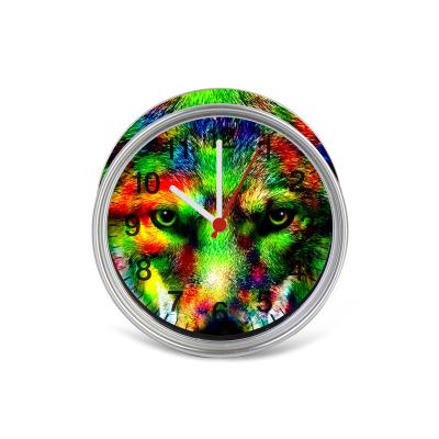 China Barber Shop Digital Alarm Can Clock Wolf Design Tin Clock Custom Promotional Gifts for sale