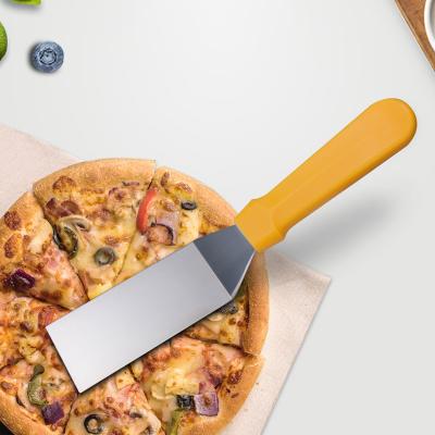 China Sustainable Stainless Steel Pizza Shovel Cake Turner Pancake Spatula With Yellow PP Handle for sale