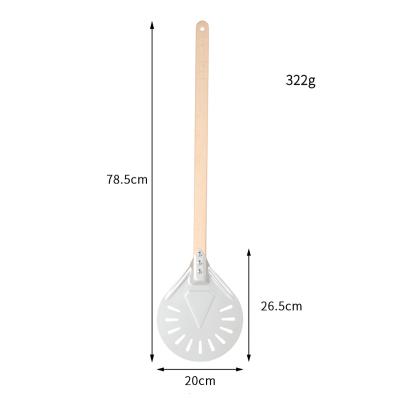 China Sustainable 8 Inch Aluminum Round Perforated Pizza Peel Pizza Turning Paddle With Beech Wood Handle for sale