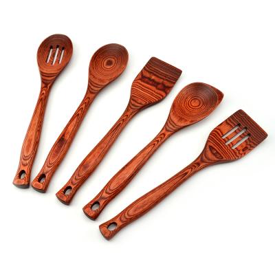 China Sustainable Unique Design Pakka Kitchen Cookware Set Nonstick Hardwood Spatula and Spoons for sale