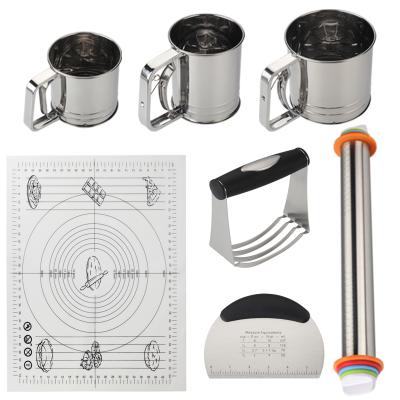 China Yangjiang Factory OEM Stainless Steel Tool Kit Pin Flour Sieve Cutter Sustainable Baking Set for sale