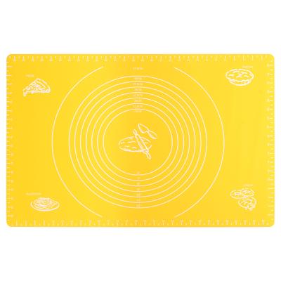 China Large Viable BPA Free Non-Stick Silicone Pastry Baking Mat With Gauge In Yellow Color for sale