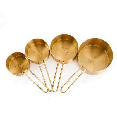 China Viable Best Selling Fast Shipping Stainless Steel 4pcs Gold Plated Measuring Cup Set for sale