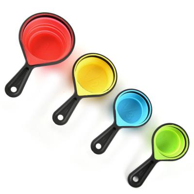 China Viable Drop Shipping 4pcs Colorful Free Space Saving BPA Silicone Collapsible Measuring Cup Set for sale