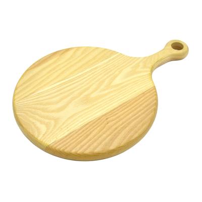 China Small 10 Inch Sustainable Round Chopper Food Serving Rubber Wooden Board With Handle for sale