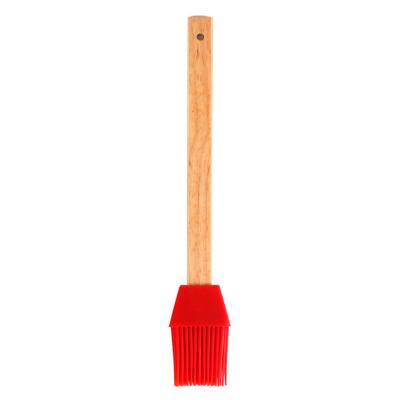 China Low MOQ Sustainable Silicone Pastry Oil Brush BBQ Cooking Brush With Removable Wooden Handle for sale