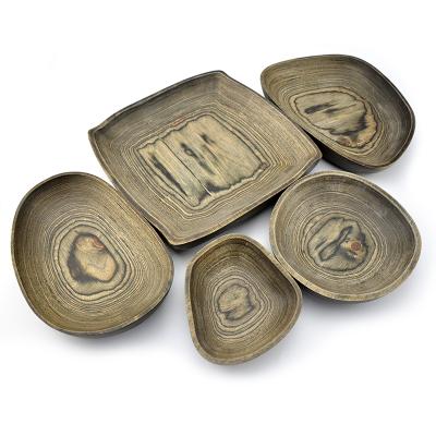 China Sustainable High Quality Pakka Wood Dish Wooden Salad Bowl Dessert Tray for sale