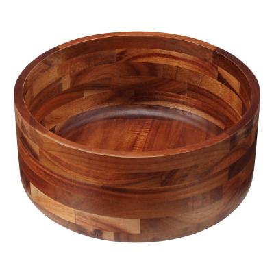 China 9 Inch Acacia Wood Salad Serving Bowl Food Fruit Dish Sustainable Dish for sale