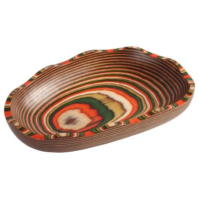 China Viable High Quality Wooden Color Dish Salad Bowl Salad Serving Tray for sale