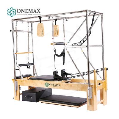 China Exercise Full Fit Body ONEMAX Pilates Cadillac Trapeze Table Home Yoga Exercise To Balance Body Pilates Wooden Reformer for sale