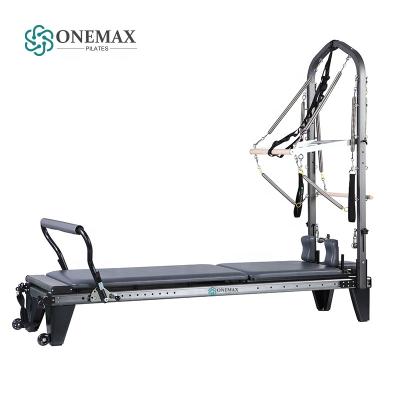 China Exercise Fit Body ONEMAX Home Gym Home Fitness Equipment Patas Aluminio Pilates Reformers Bed With Half Trapeze Machine Pilates Maquina Reformer for sale