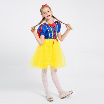 China Backless Princess Snow White Dress Elastic Waist Polyester Girls Costume With Accessories For Girls Party for sale