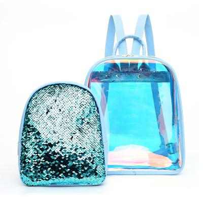 China 2 IN 1 Trendy Glitter Sequin Backpack Bling Backpack Lightweight Laser Backpack for sale