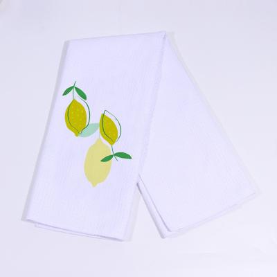 China Wholesale Price HOSHOM Logo Tea Towel Lemon Cotton Viable Custom Natural Canvas Waffle Tea Towel Tea Towel for sale