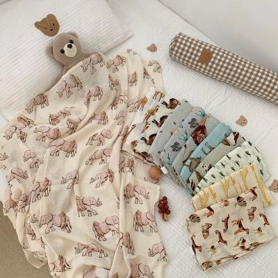 China Viable High Quality HOSHOM Blanket No MOQ Microfiber Baby Bath Towel 100% Cotton Gauze Children Custom Printing for sale